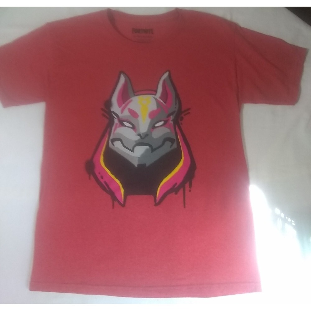 Fortnight T-shirt Kid's XL (14/16) Youth Drift Mask Graphic Red‎ Orange